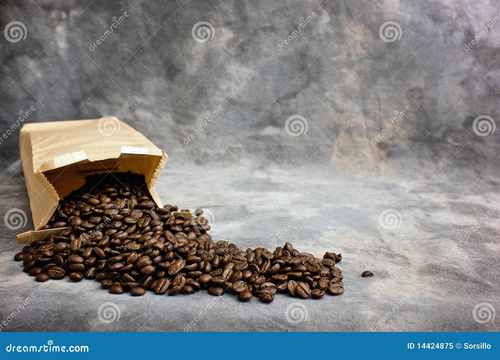 Fine Art Coffee Beans Spilling from Bag Stock Image Image of beverage