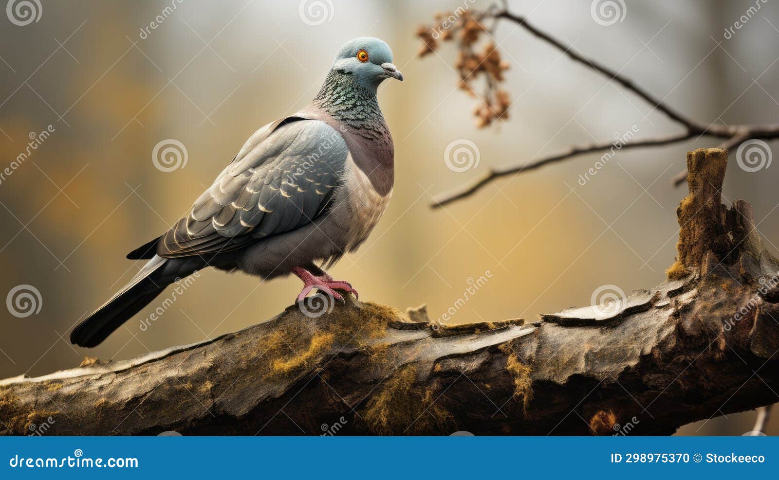 fine art photography: a beautiful pigeon in autumn