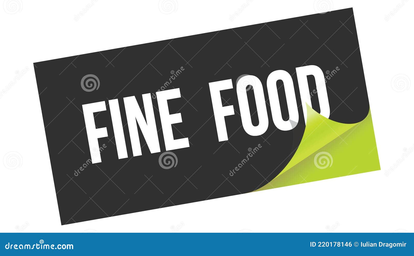 FINE FOOD Text on Black Green Sticker Stamp Stock Illustration