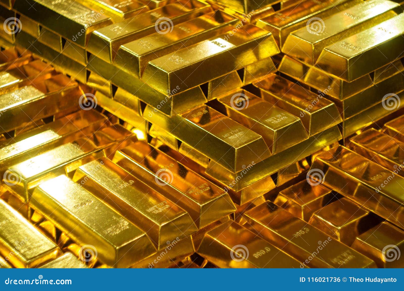 fine gold bars in bank vault