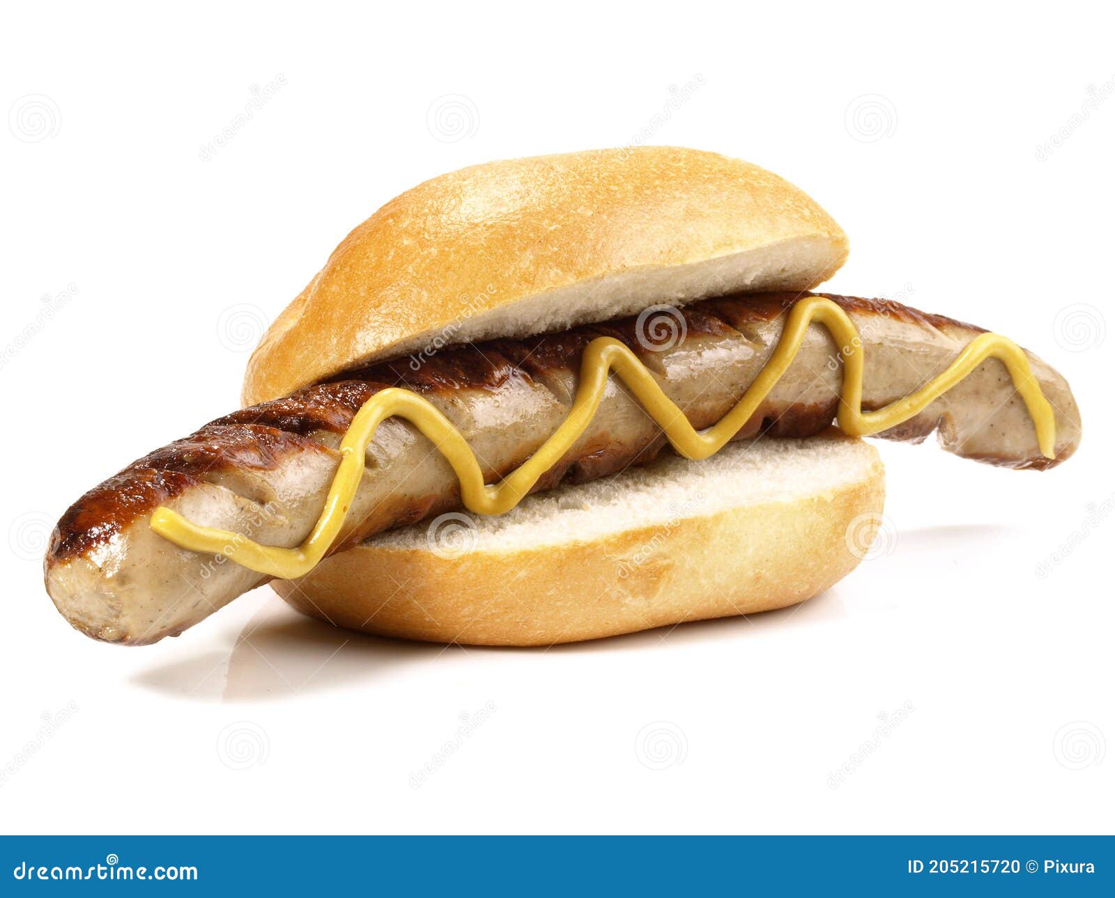 Fine Meat German Sausage with Mustard Isolated on White Background Stock Photo Image of pork