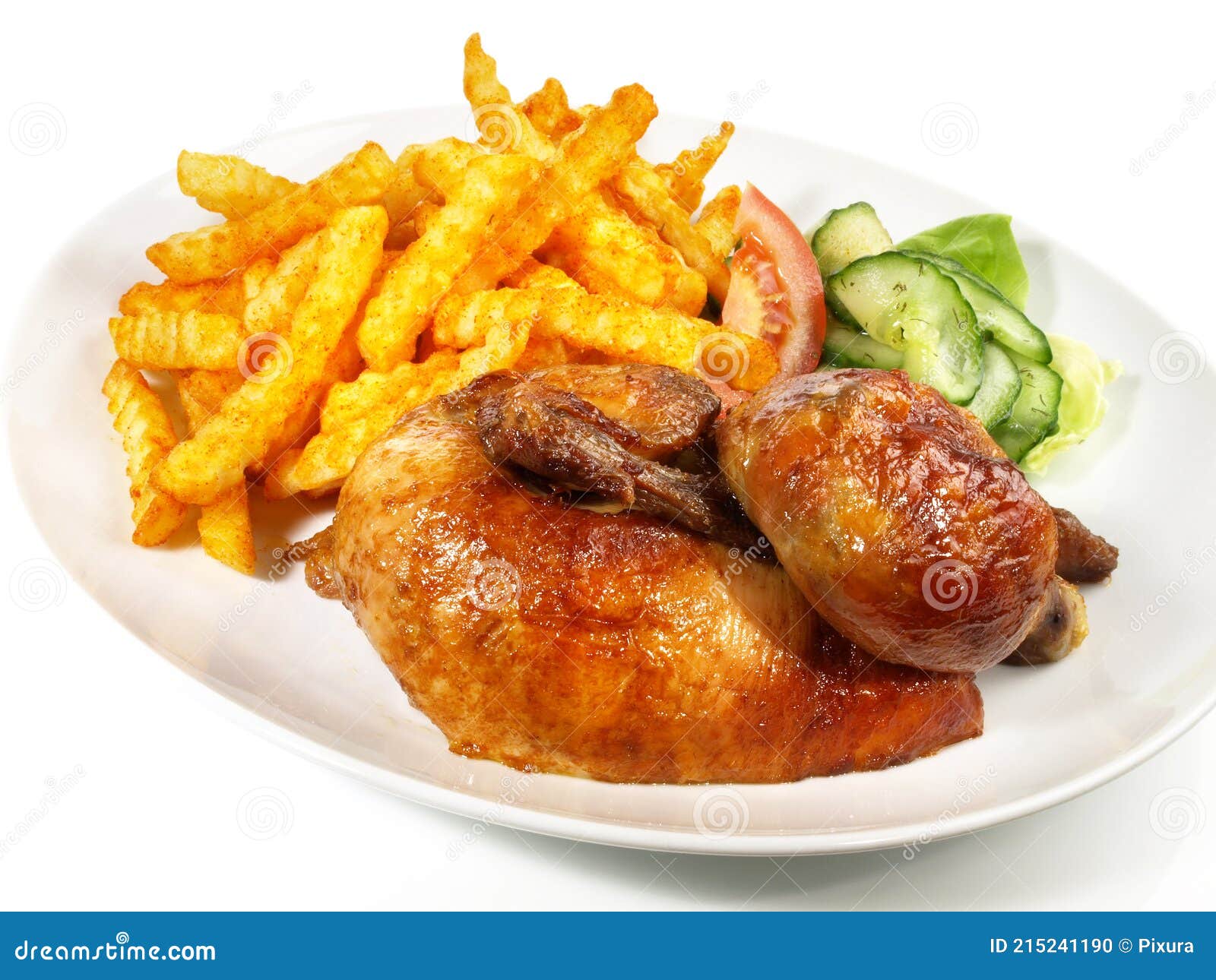 Fine Meat - Grilled Chicken with French Fries and Salad Stock Photo ...