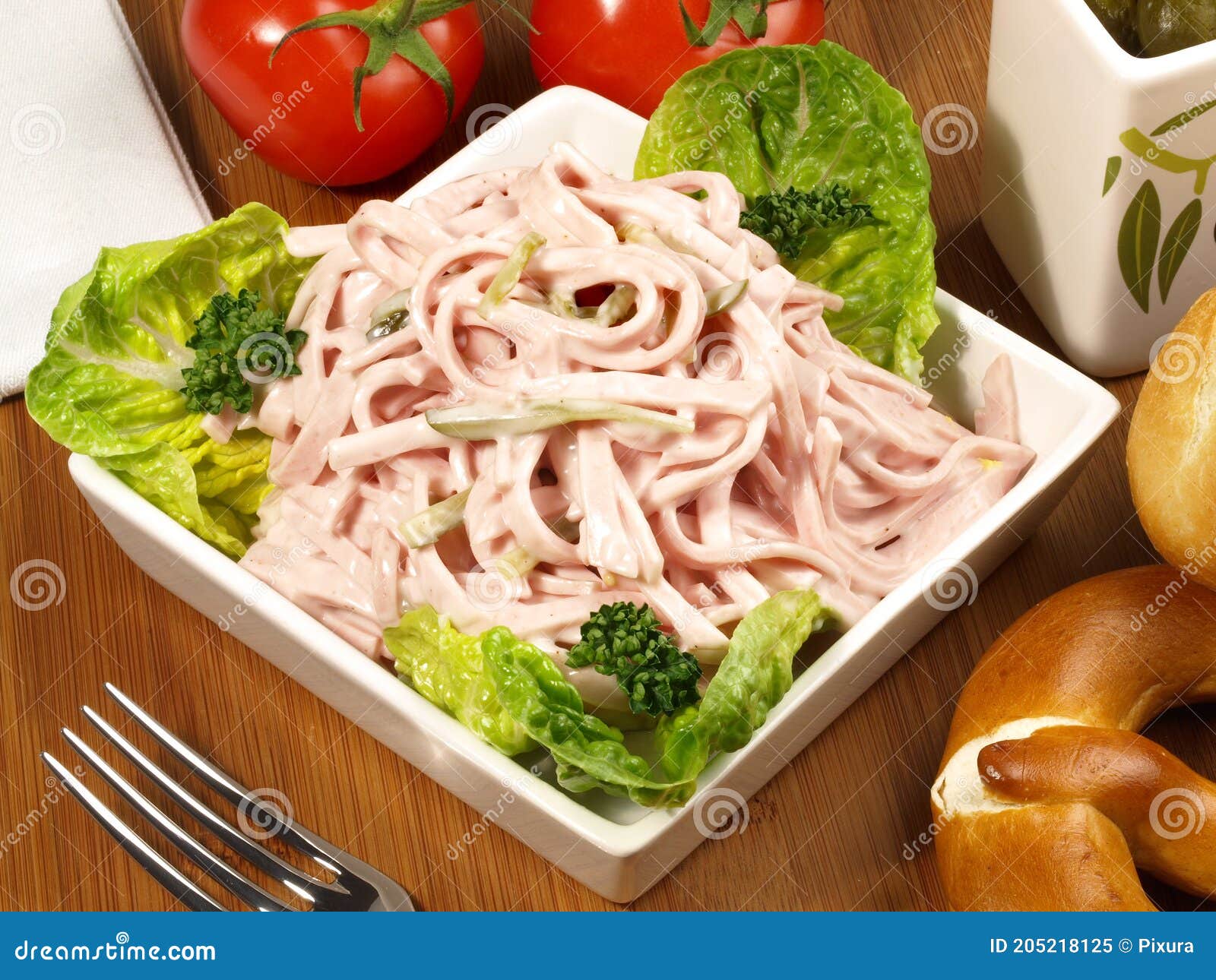 Fine Meat Sausage Salad with Mayonnaise Stock Image Image of fresh