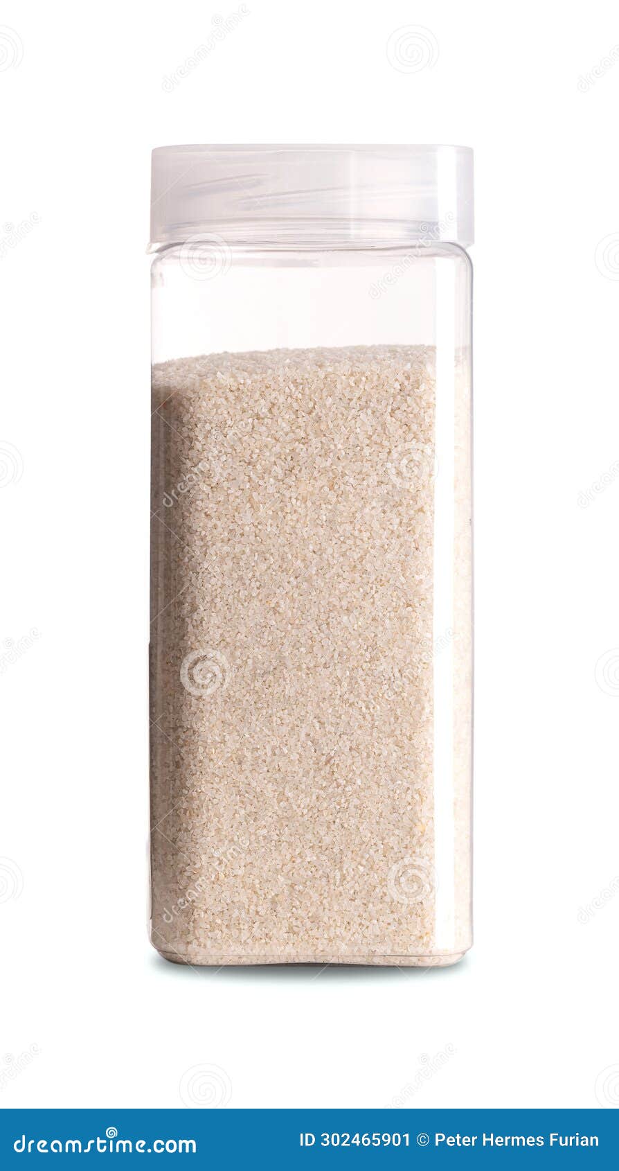 Fine Sand, Smooth and Finegrained Sand, in a Plastic Container Stock