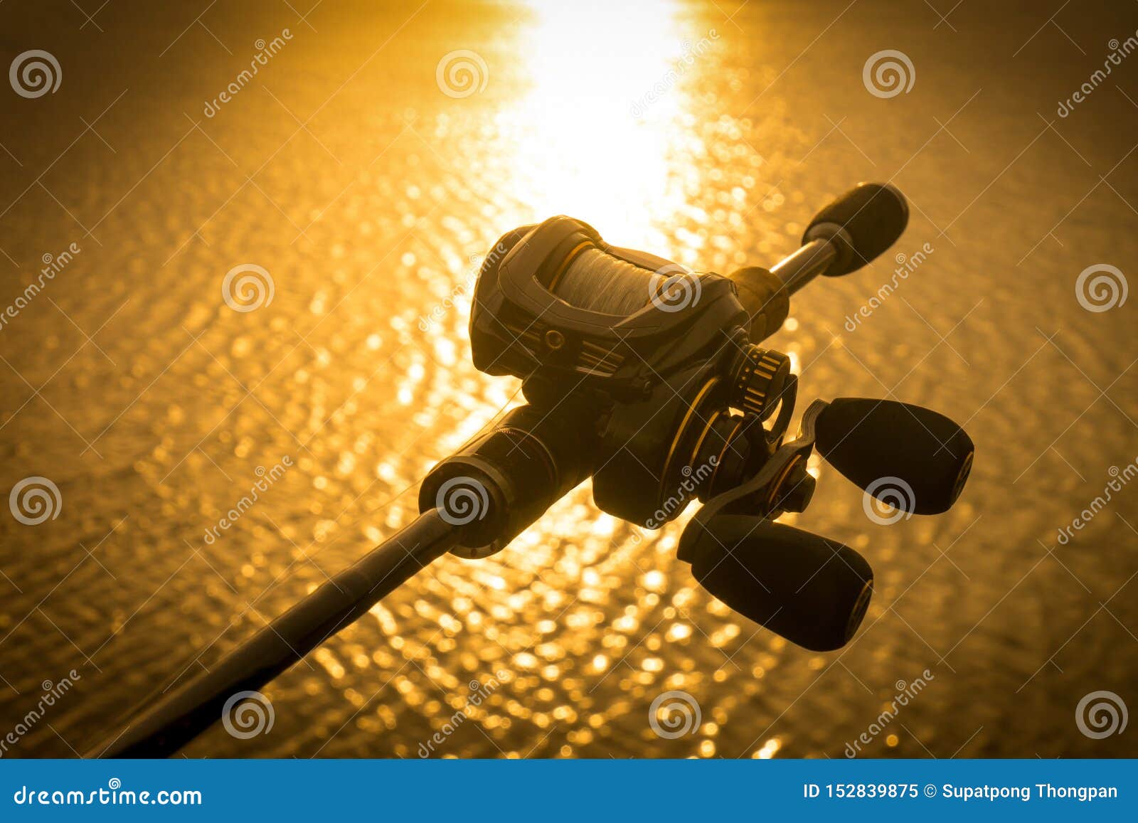 Finesse Bass Fishing Rod and Reel Baitcasting Stock Image - Image