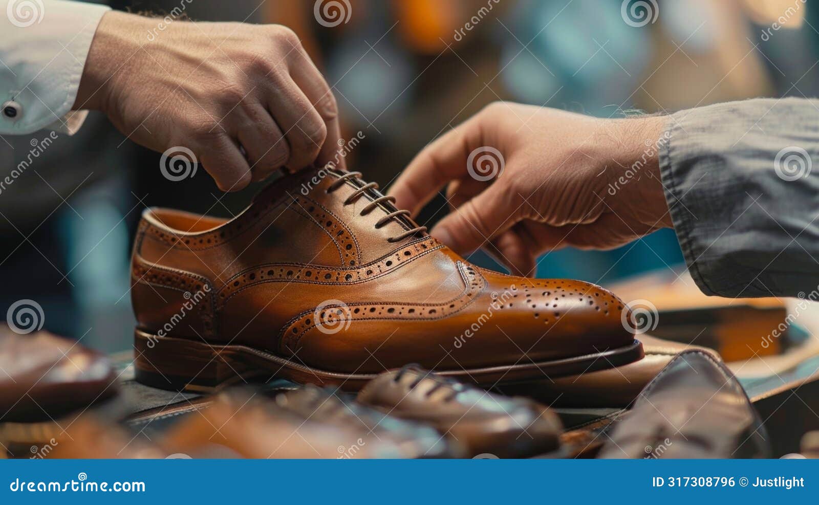 finetuning the fit of a bespoke shoe as the customer tries it on for the first time