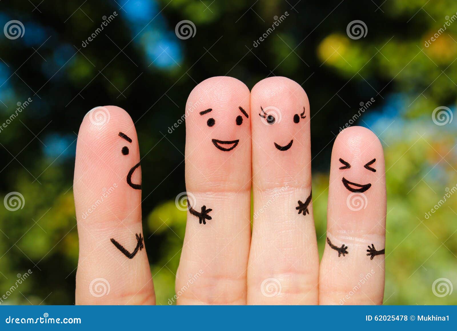 finger art of people. concept of a man scolds of people, and they laugh.