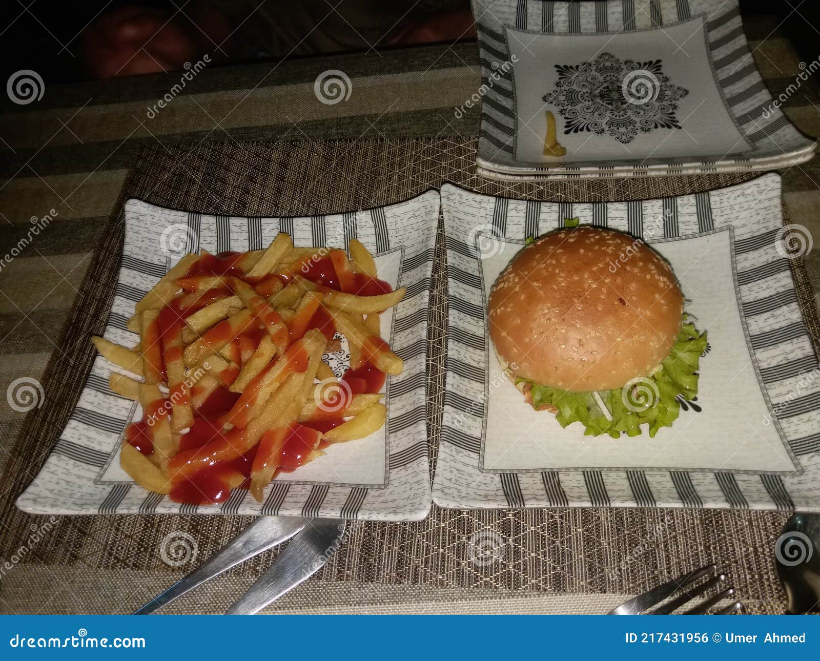 Finger chips and burger stock photo. Image of baking 217431956