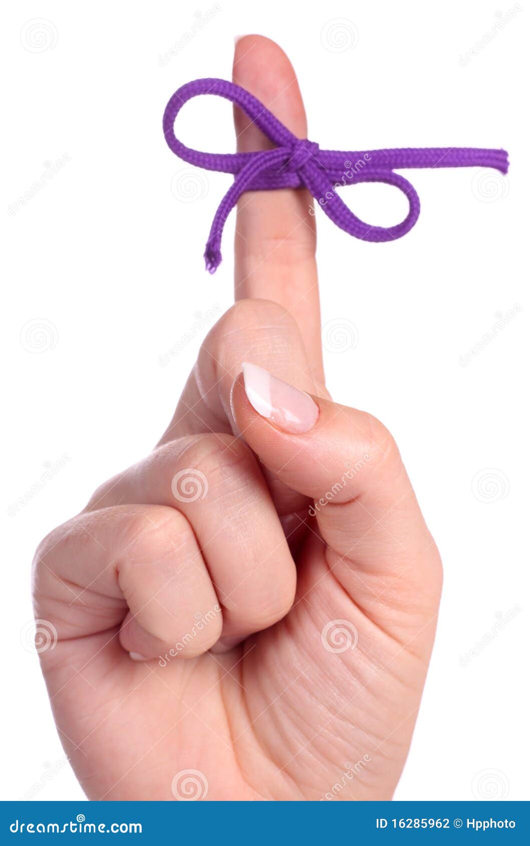 a finger contains a bow-tied string as a reminder