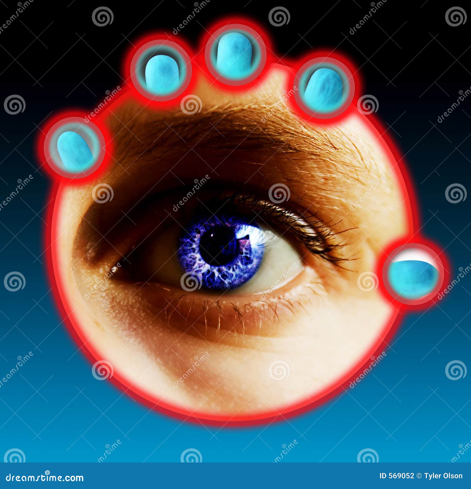 Finger and Eye Scan stock photo. Image of data, identification 569052