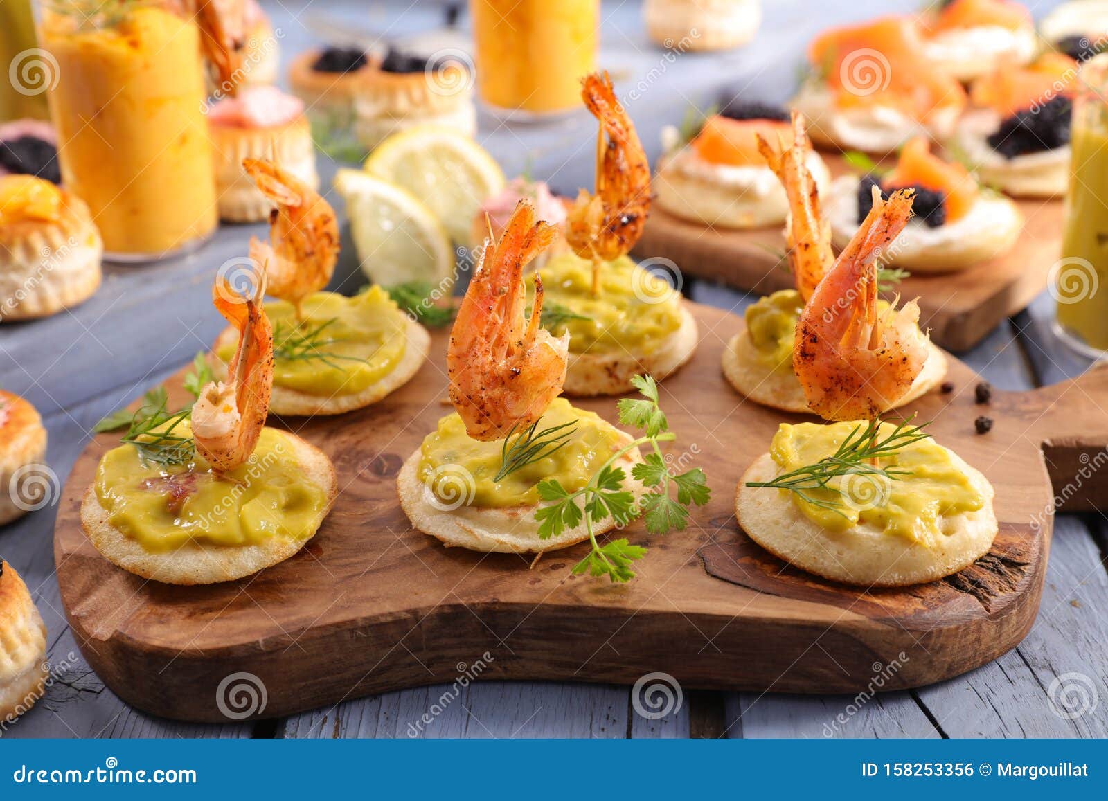 Finger food, buffet food stock photo. Image of salmon - 158253356