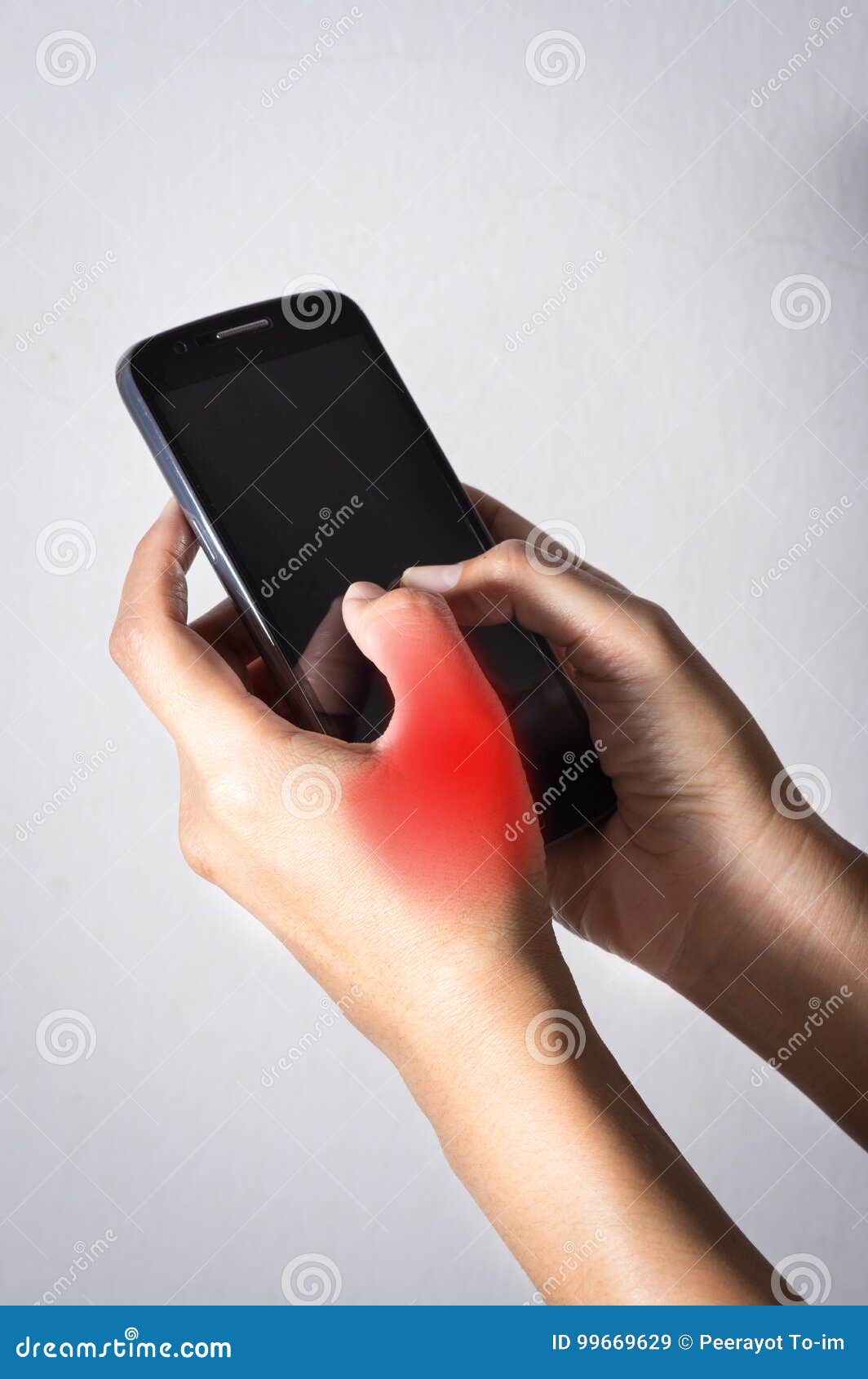 Finger Pain with Using Smart Phone. Stock Image Image of girl, health