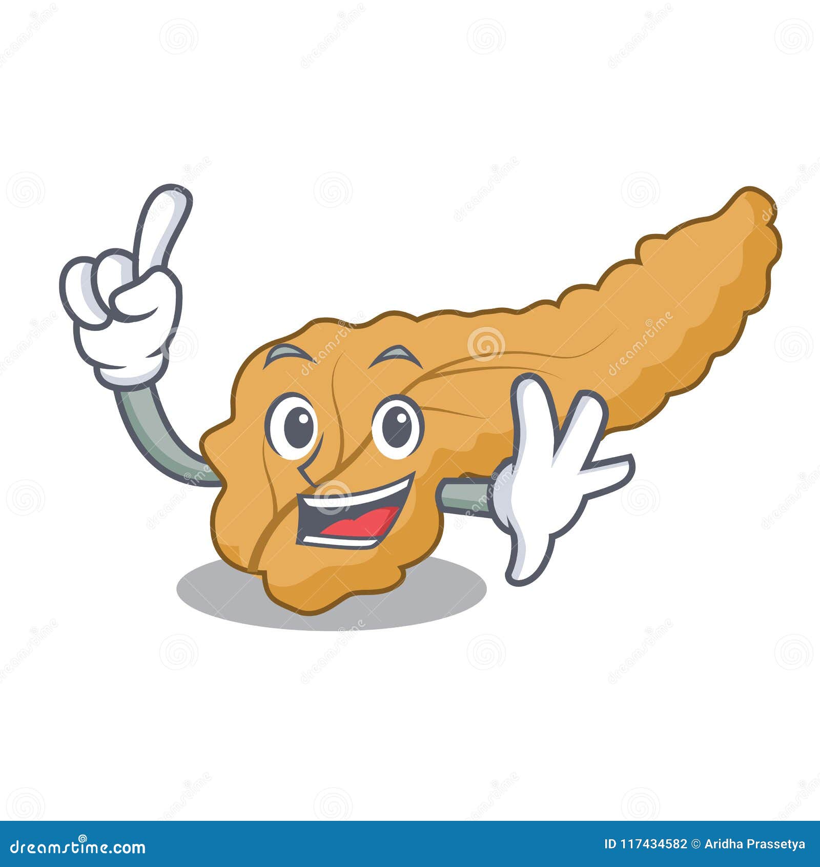 finger pancreas mascot cartoon style