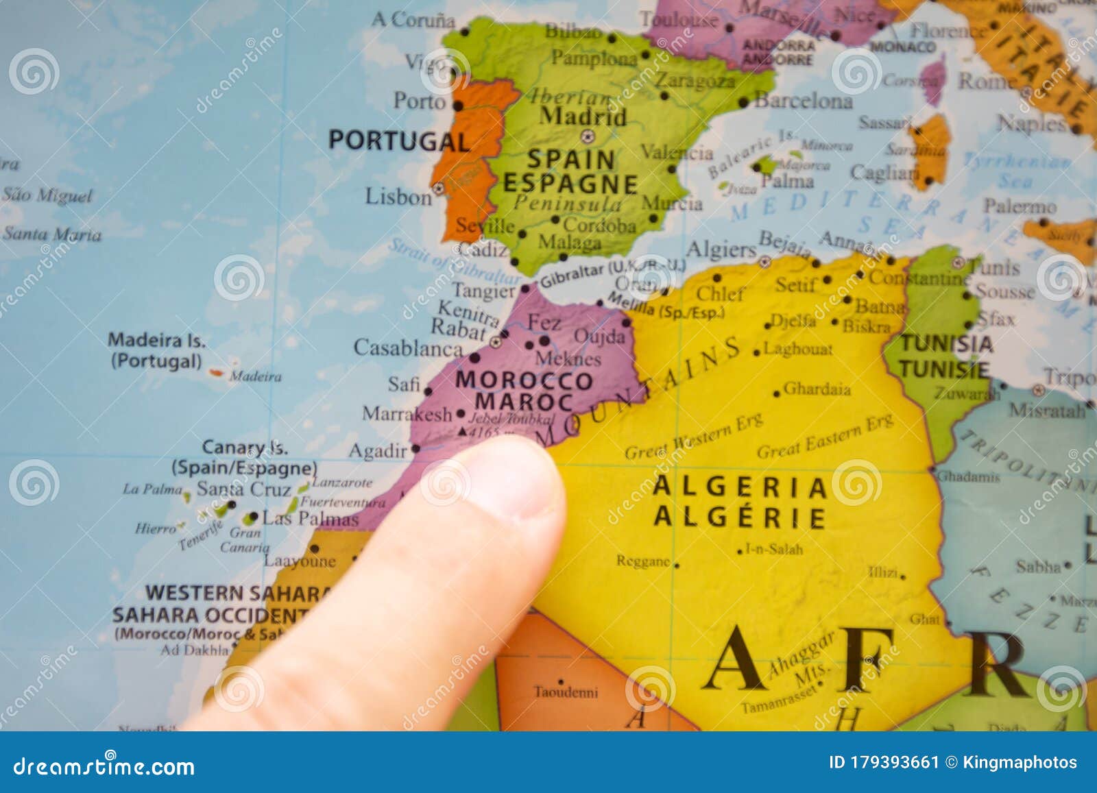 Finger Pointing To A Colorful Country Map In English And French Of Morocco In North Africa Editorial Photo Image Of Geography Ottawa 179393661