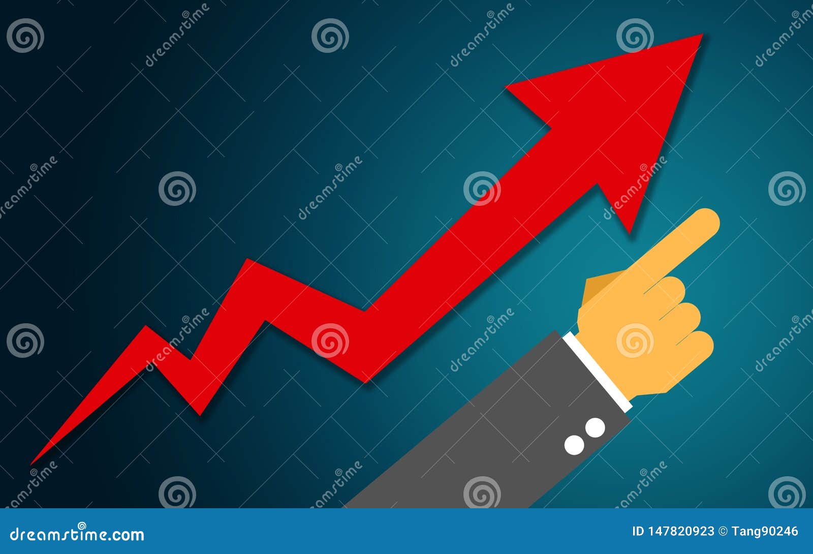Finger Pointing To the Growing Red Graph Stock Illustration ...