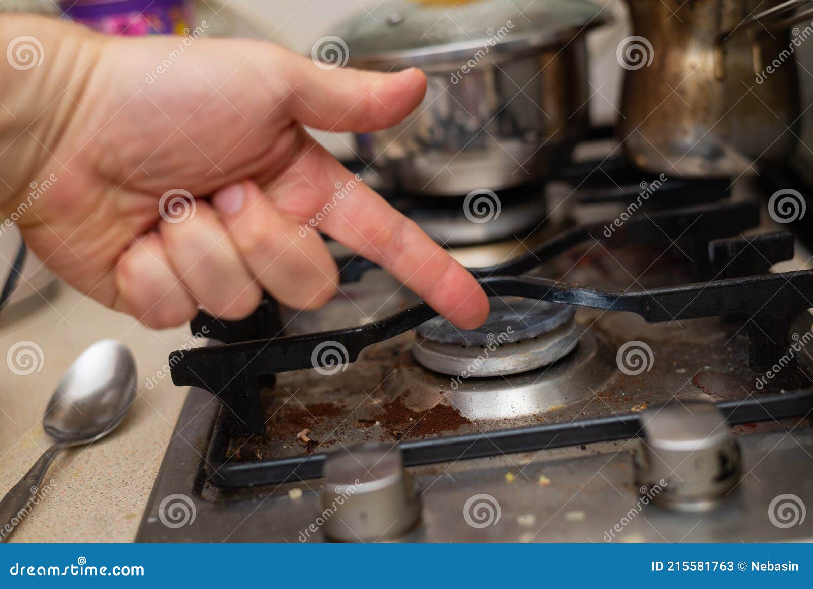 A Finger Points To a Dirty Stove Stock Image Image of burnt, kitchen