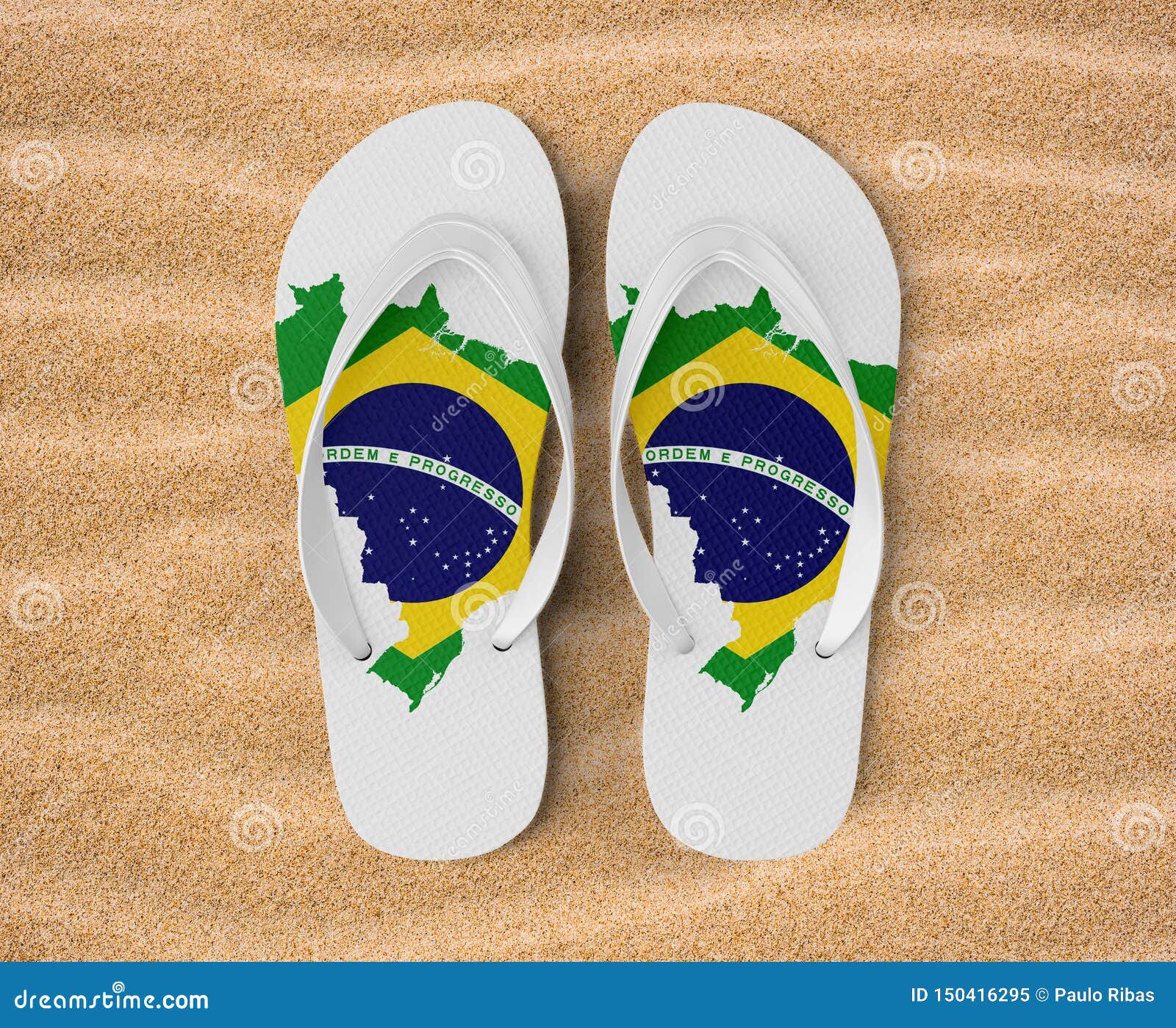 Finger Sandal or Slipper.Brazil Flag Stock Illustration - Illustration ...