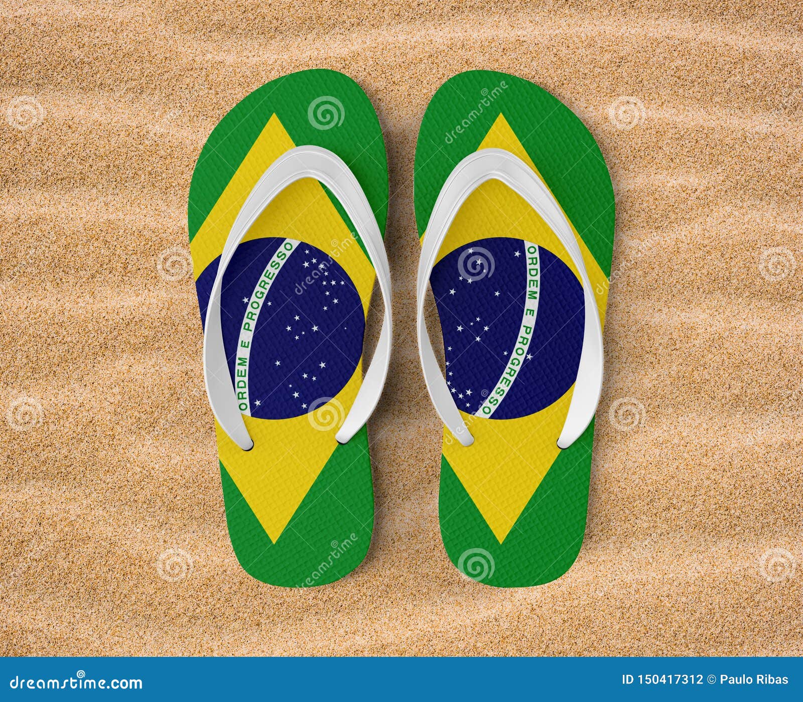 Finger Sandal or Slipper.Brazil Flag Stock Illustration - Illustration ...