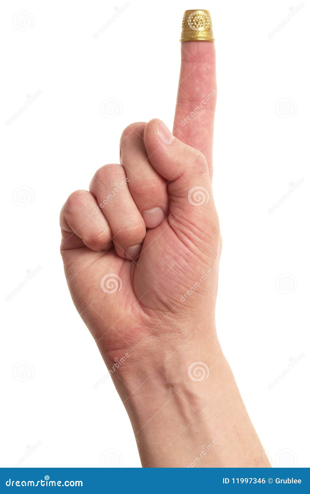Finger with a thimble stock photo. Image of safety, gesture 11997346