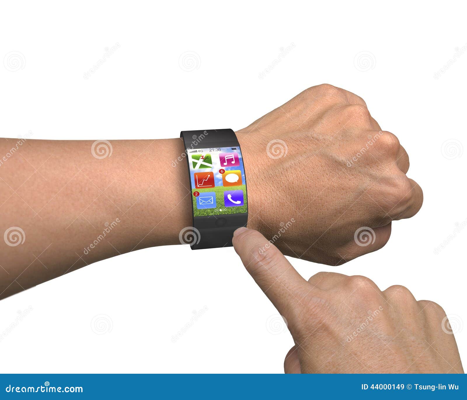 finger touch apps on ultra-lightweight curved-screen smart watch