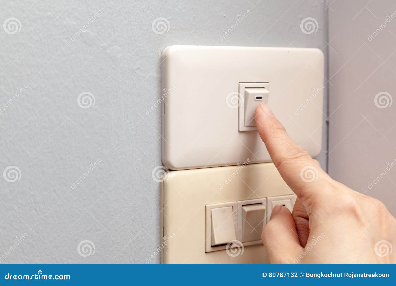 A Finger Is Turning On A Light Switch Stock Photography CartoonDealer