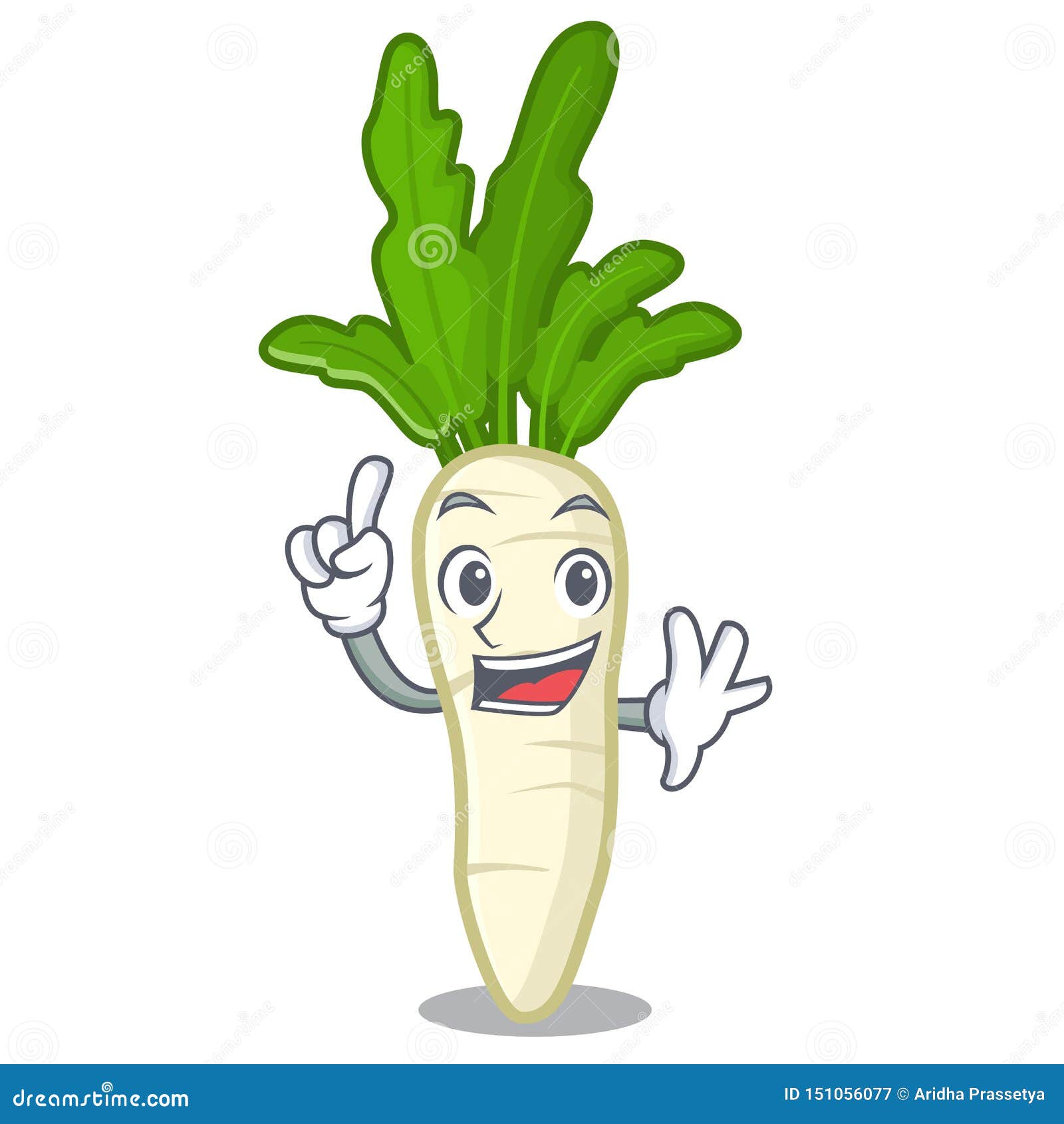 Finger White Radish in a Cartoon Fridge Stock Vector - Illustration of