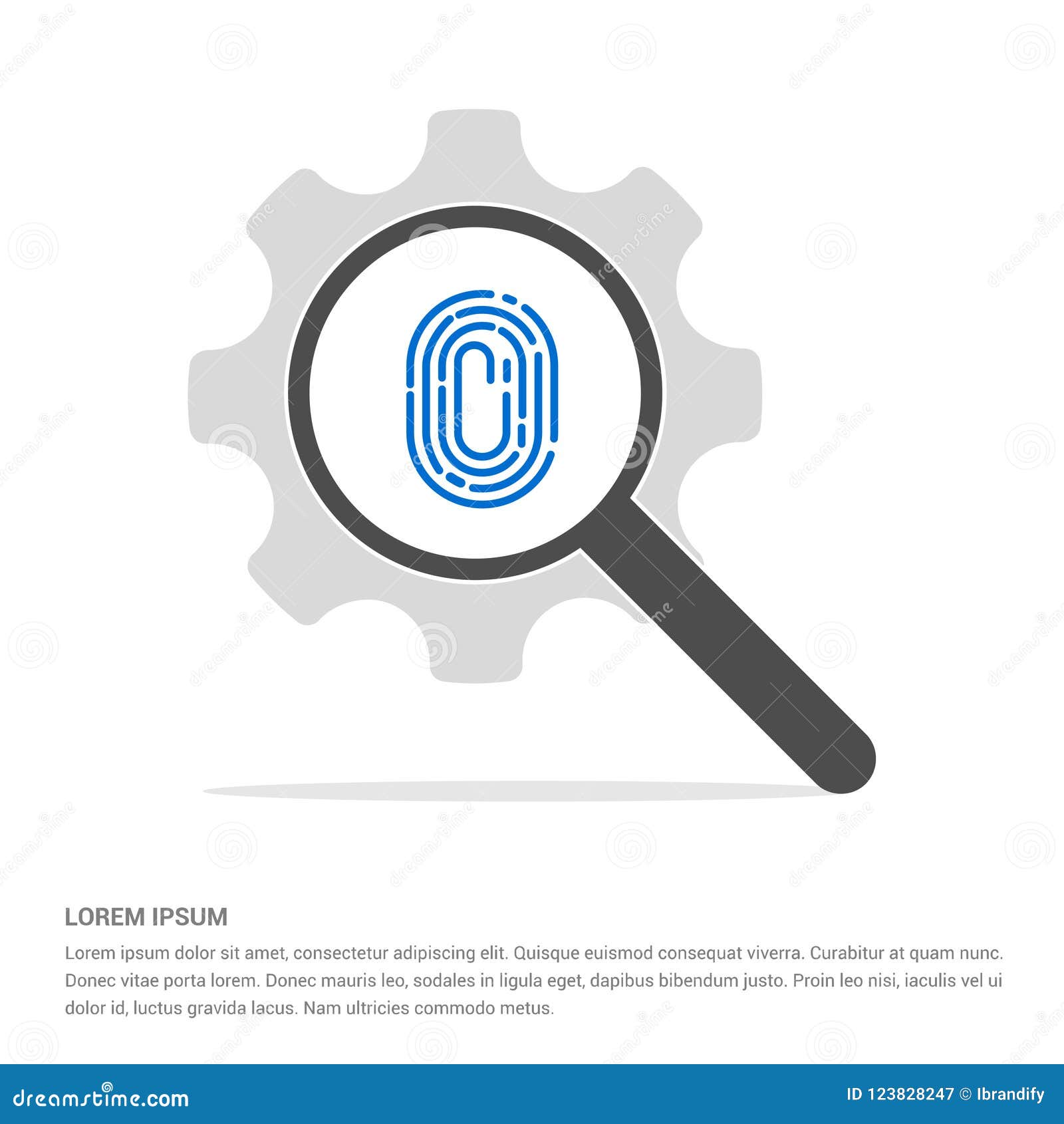 fingerprint app icon search glass with gear  icon template