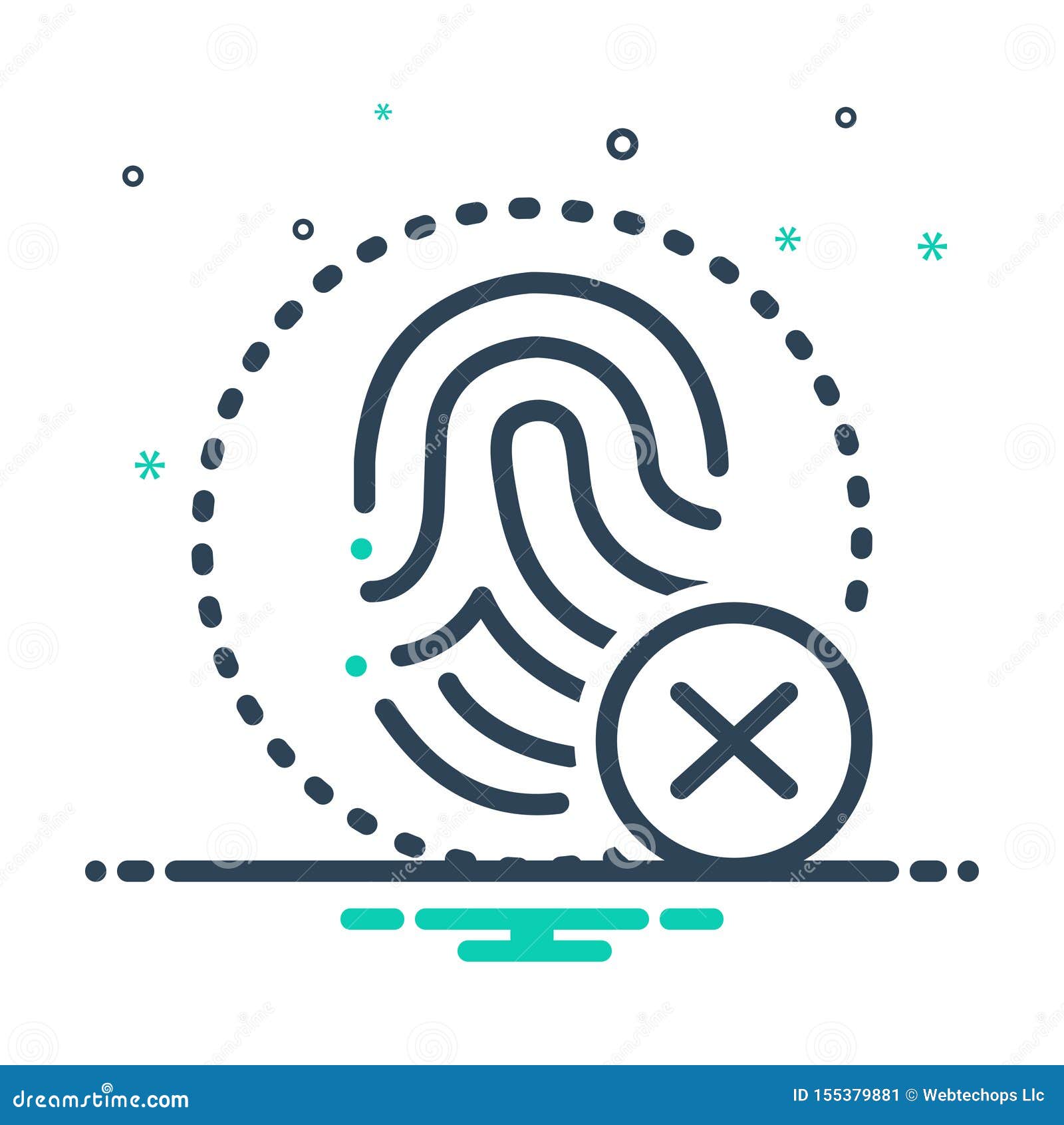 black mix icon for fingerprint, cancelation and biometry
