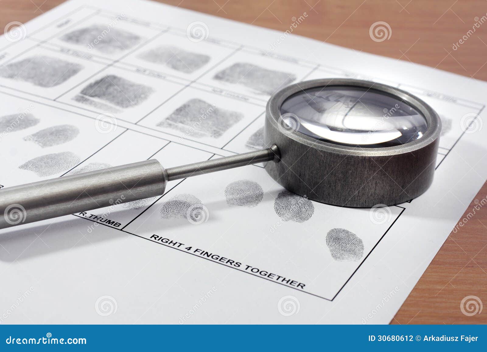 Fingerprint card stock photo. Image of palm, finger, lens 30680612