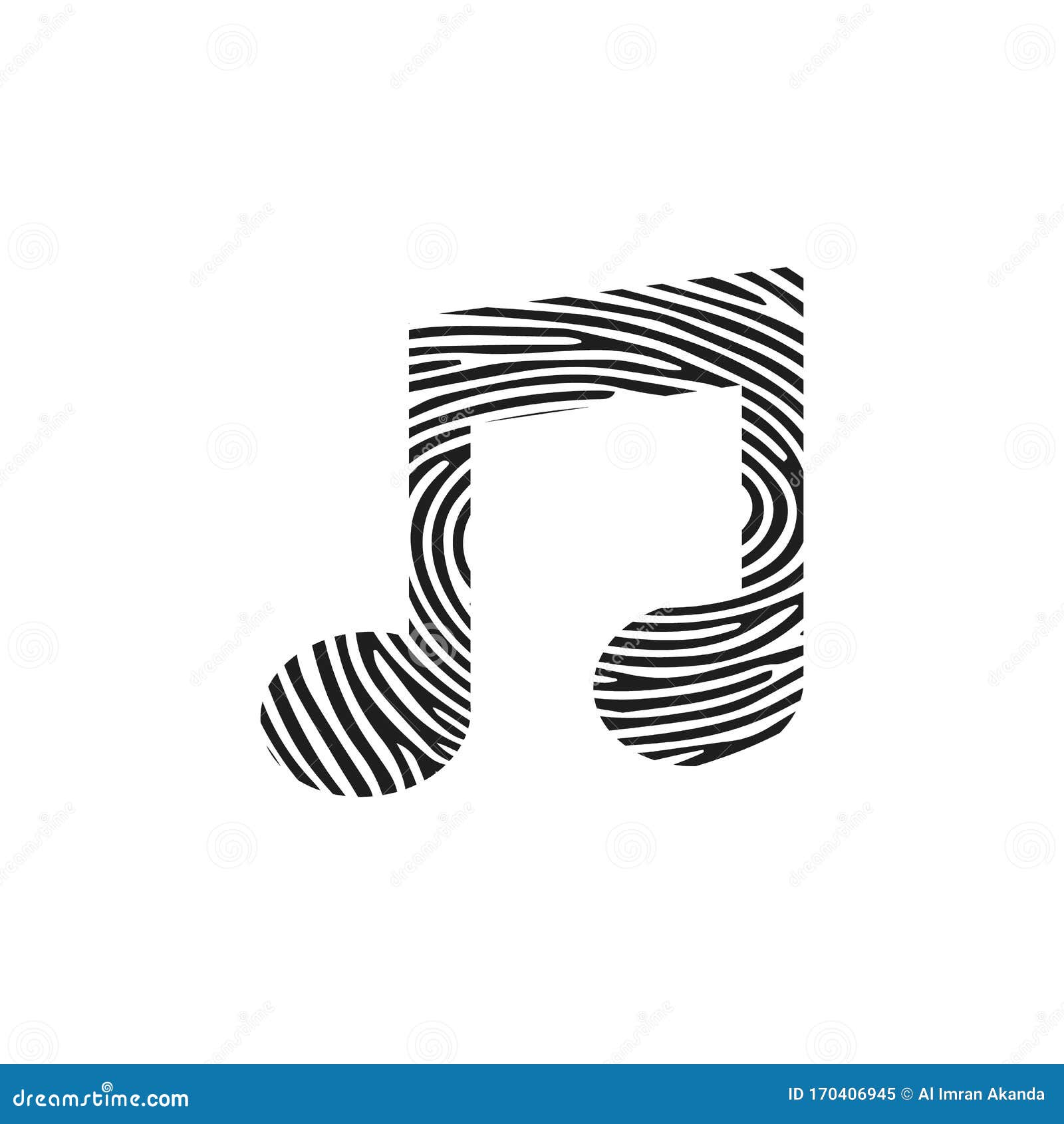 Fingerprint Identification with Music Note, Vector Illustration. 3D