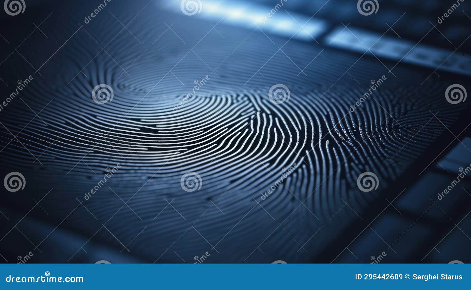 Fingerprint Scanner on a Computer Keyboard, AI Stock Illustration