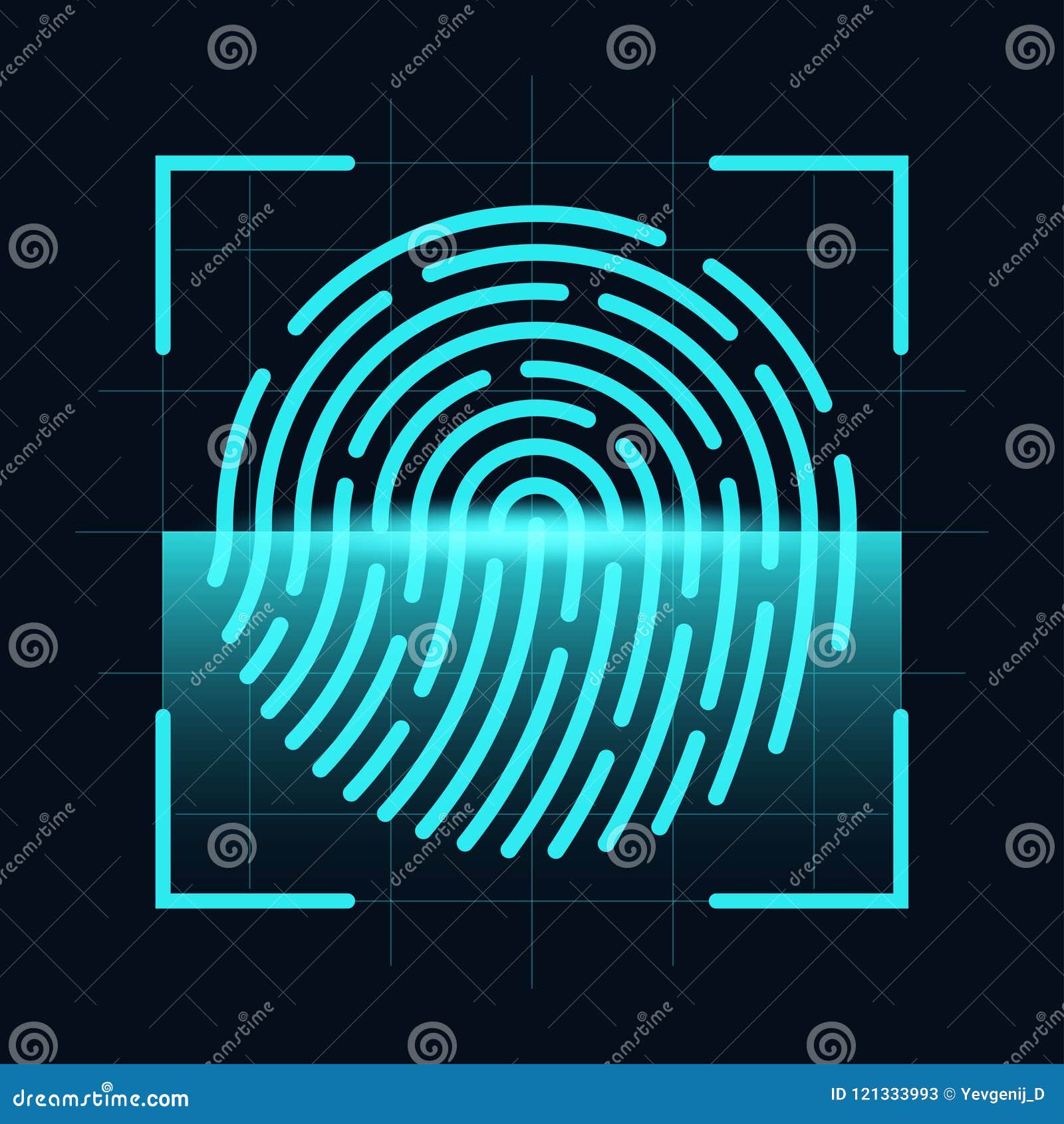 fingerprint scanner concept. digital and cyber security, biometric authorization. fingerprint on scanning screen