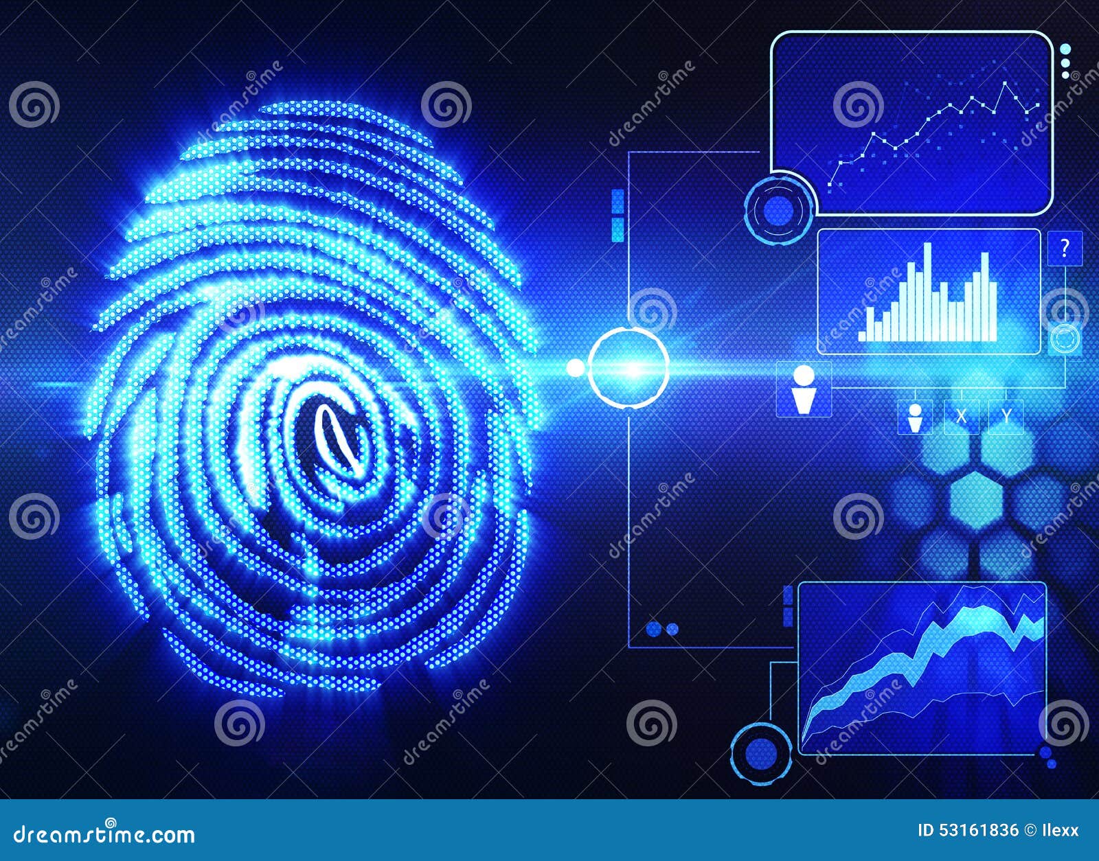 Fingerprint Scanning Technology Stock Illustration Illustration of match, light 53161836