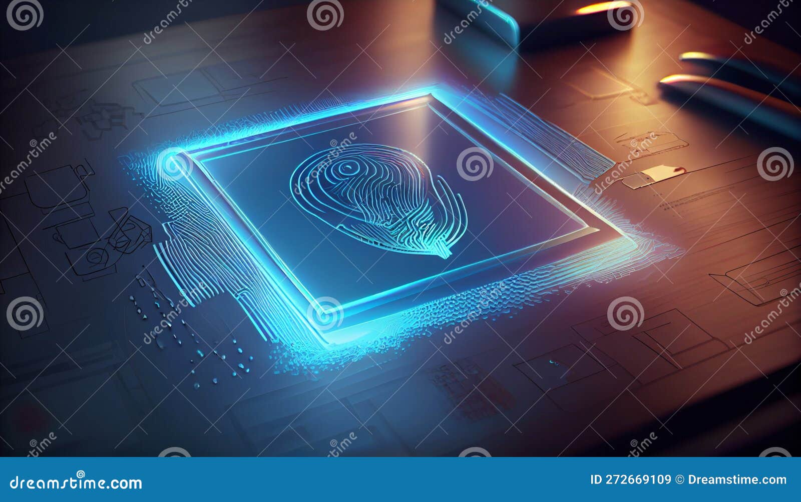Fingerprint Security Access with Biometrics Identification. Generative