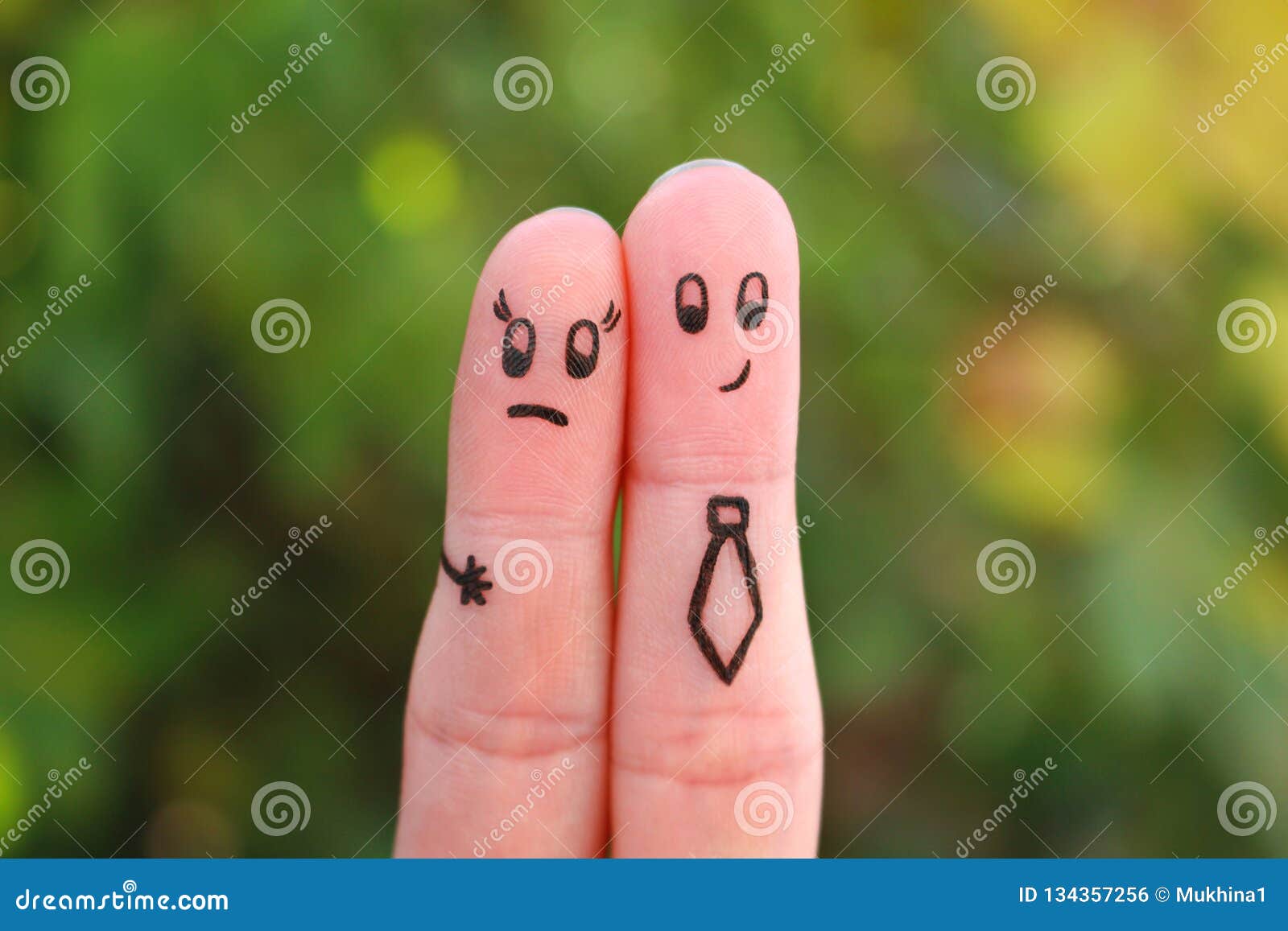 fingers art of couple. concept of man harassing woman