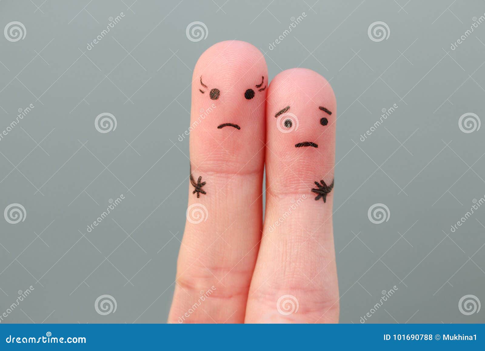 fingers art of couple. concept woman taller than man