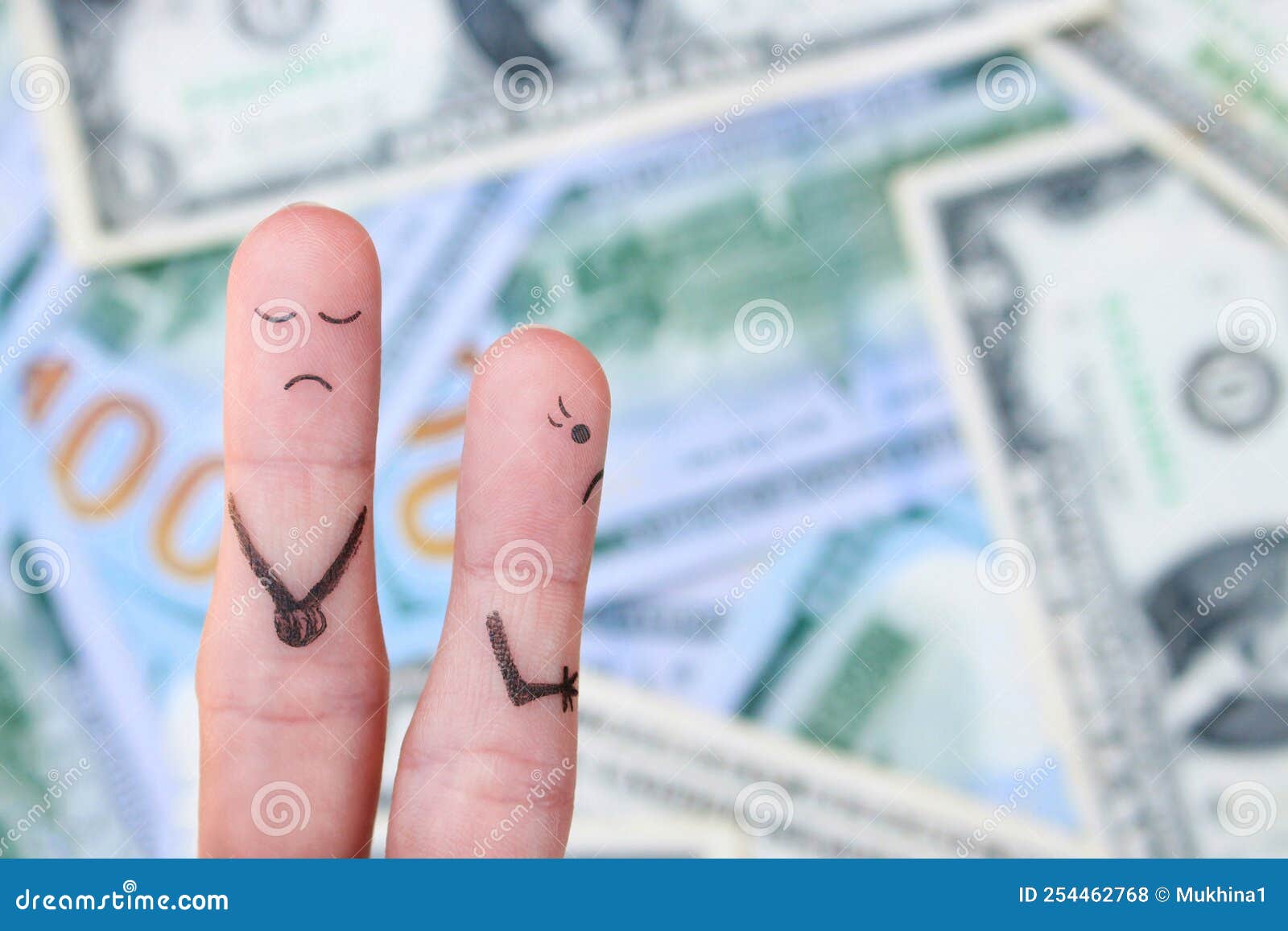 fingers art of a woman leaves a man because he earns little