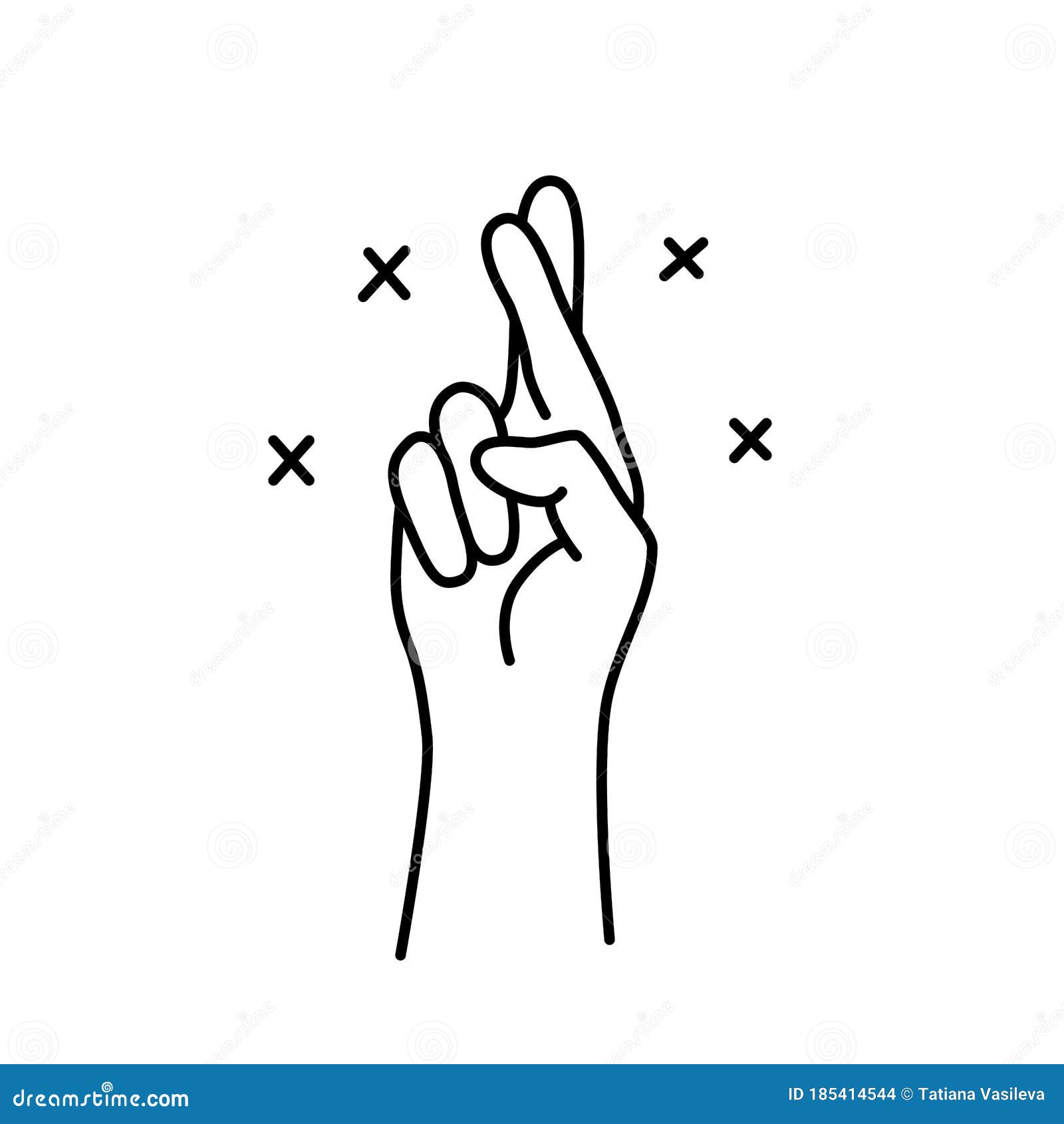 FINGERS CROSSED. Korean Lucky Sign. Finger Luck Symbol with Cross. Promise  Hand Gesture Stock Vector - Illustration of hand, line: 185414544