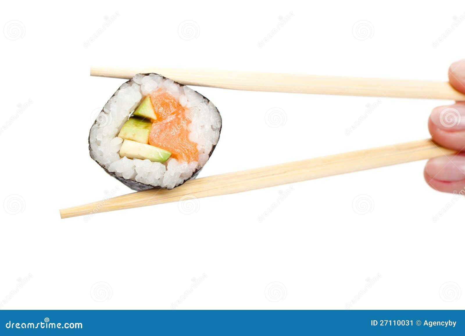 Fingers Holding Sushi Roll with Chopsticks Stock Image Image of