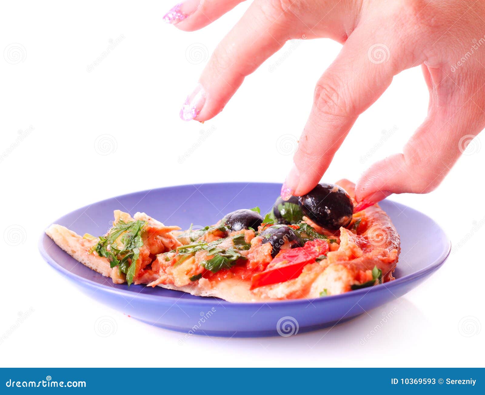 Fingers Takes Olive from Pizza Stock Image Image of vegetable, sliced