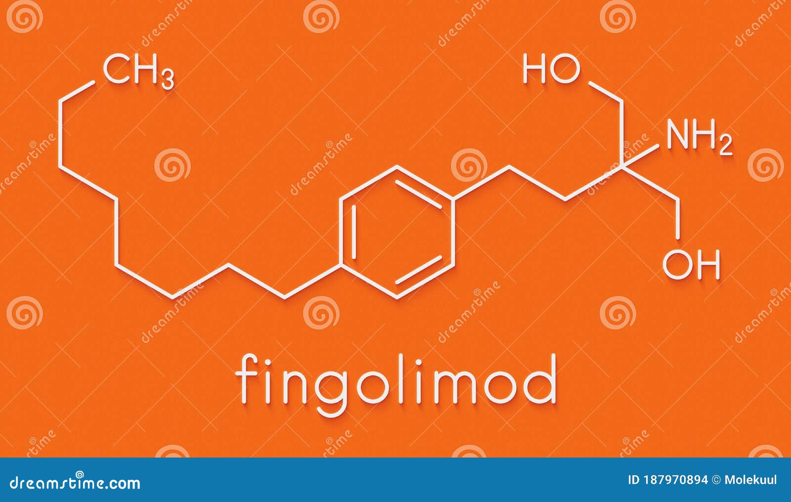 fingolimod multiple sclerosis ms drug molecule. skeletal formula.