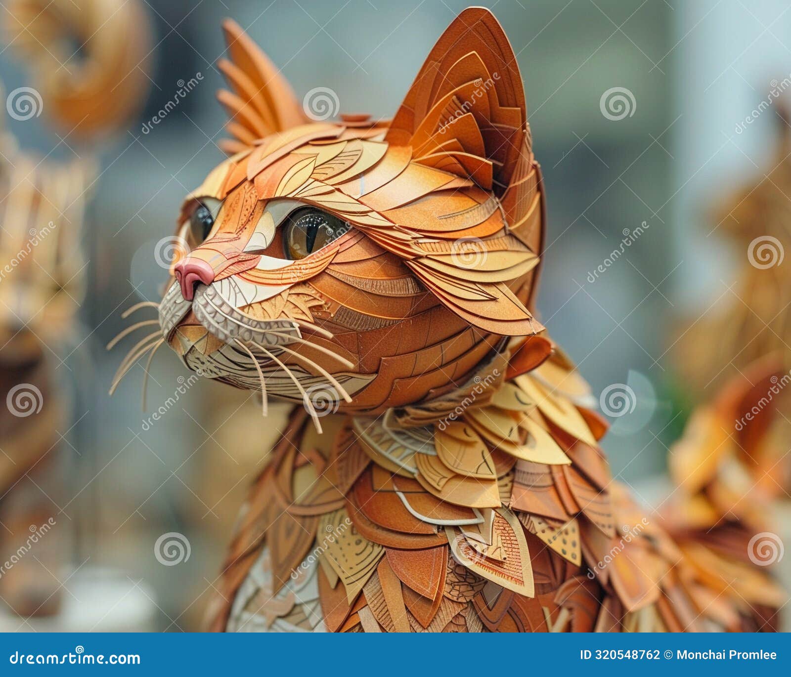 finished cat-themed crafts on display, celebrating creativity and skill, craft exhibition, realistic, double exposure, gallery