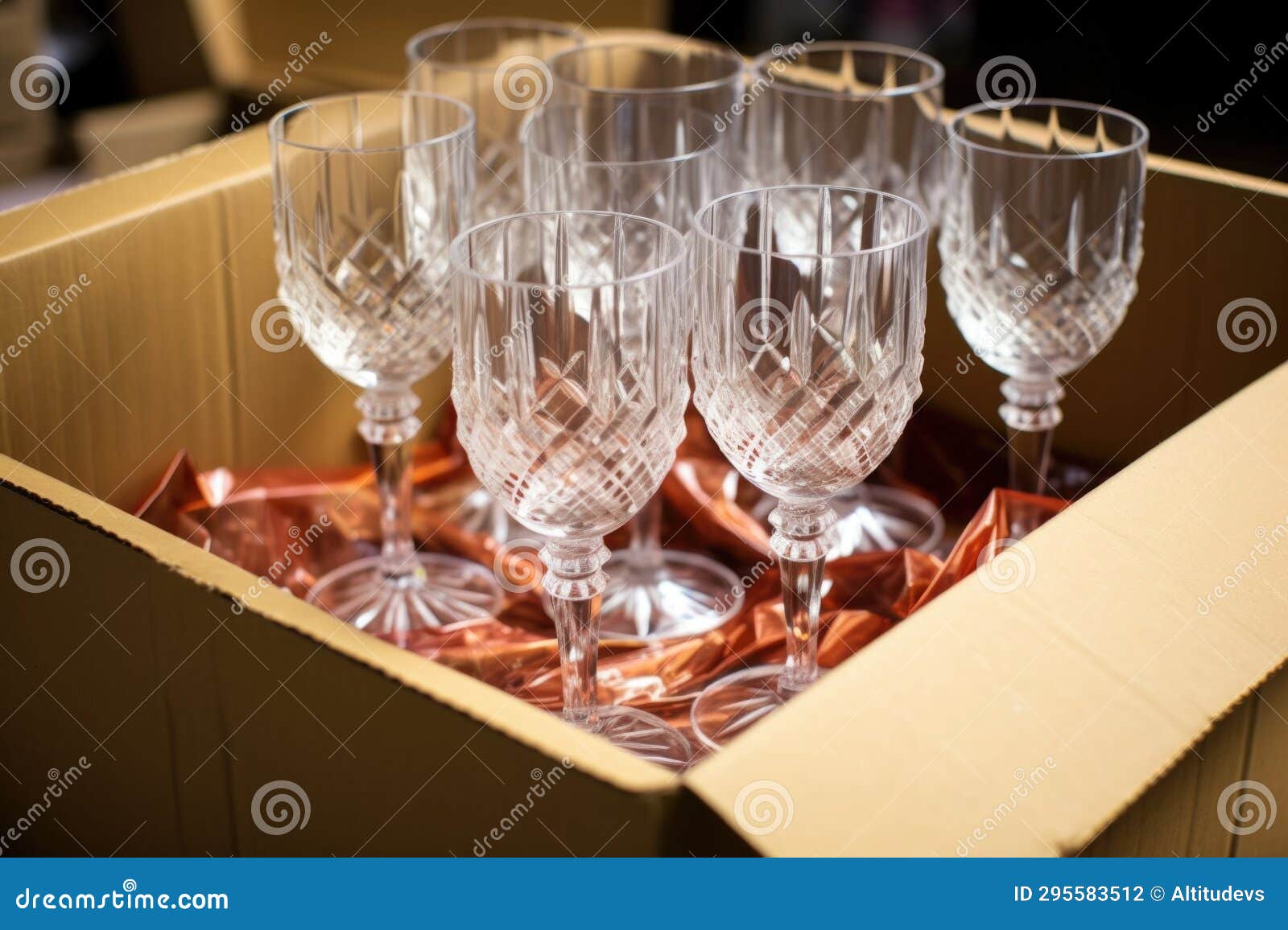 Finished Crystal Glasses in a Shipping Box Stock Illustration