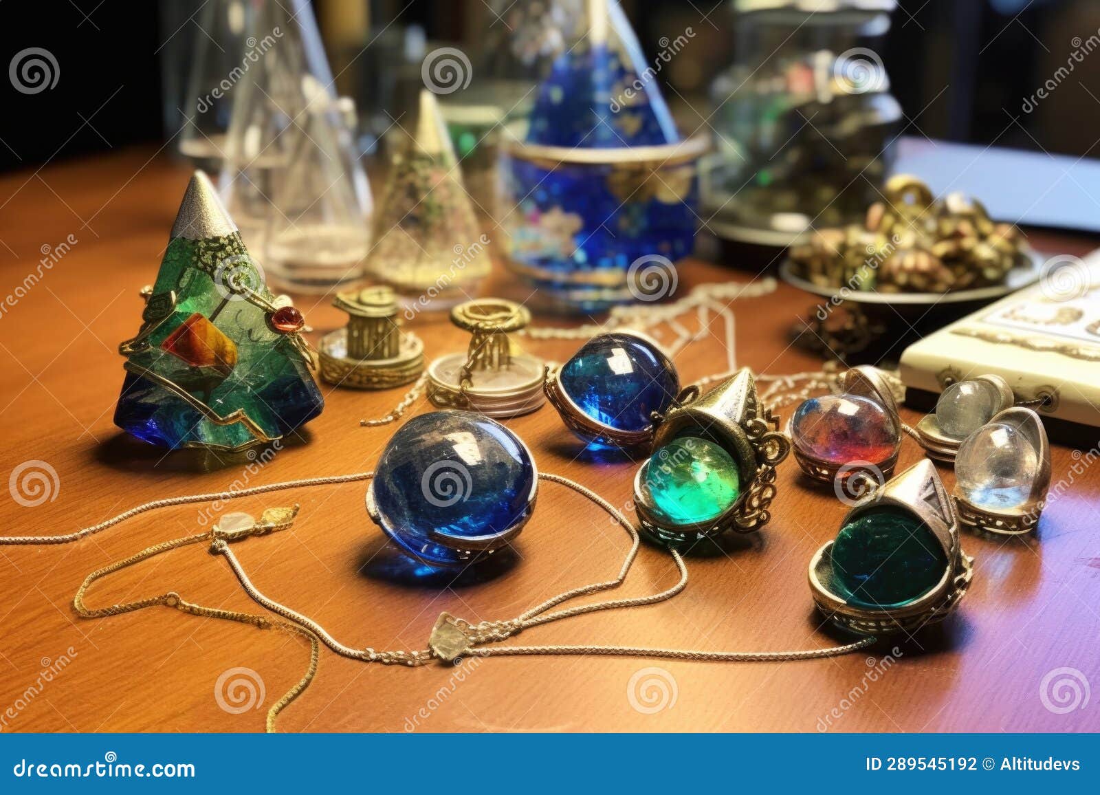 Finished Glass Jewelry Pieces on a Table Stock Photo Image of jewelry