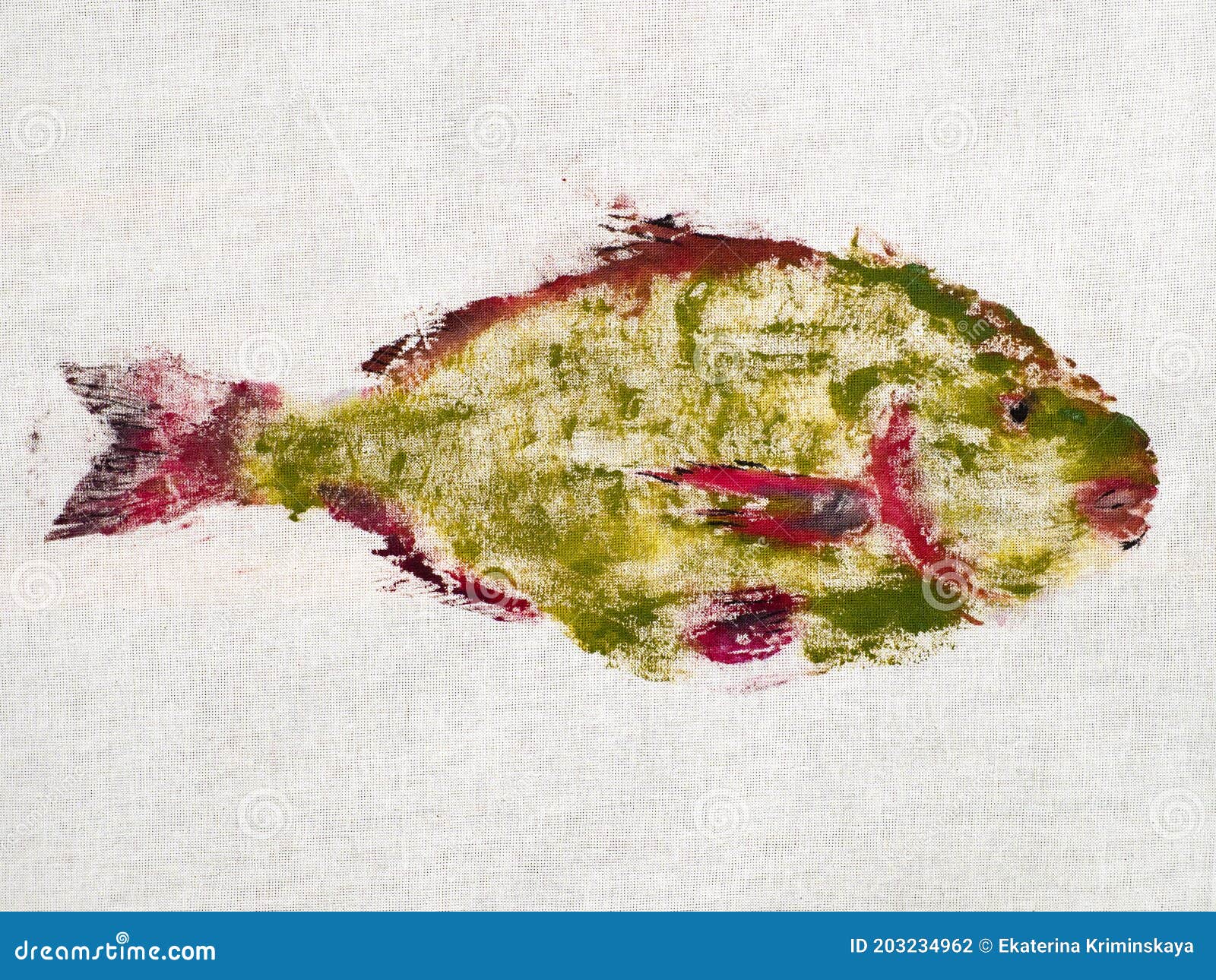 finished second print of green colored orata fish