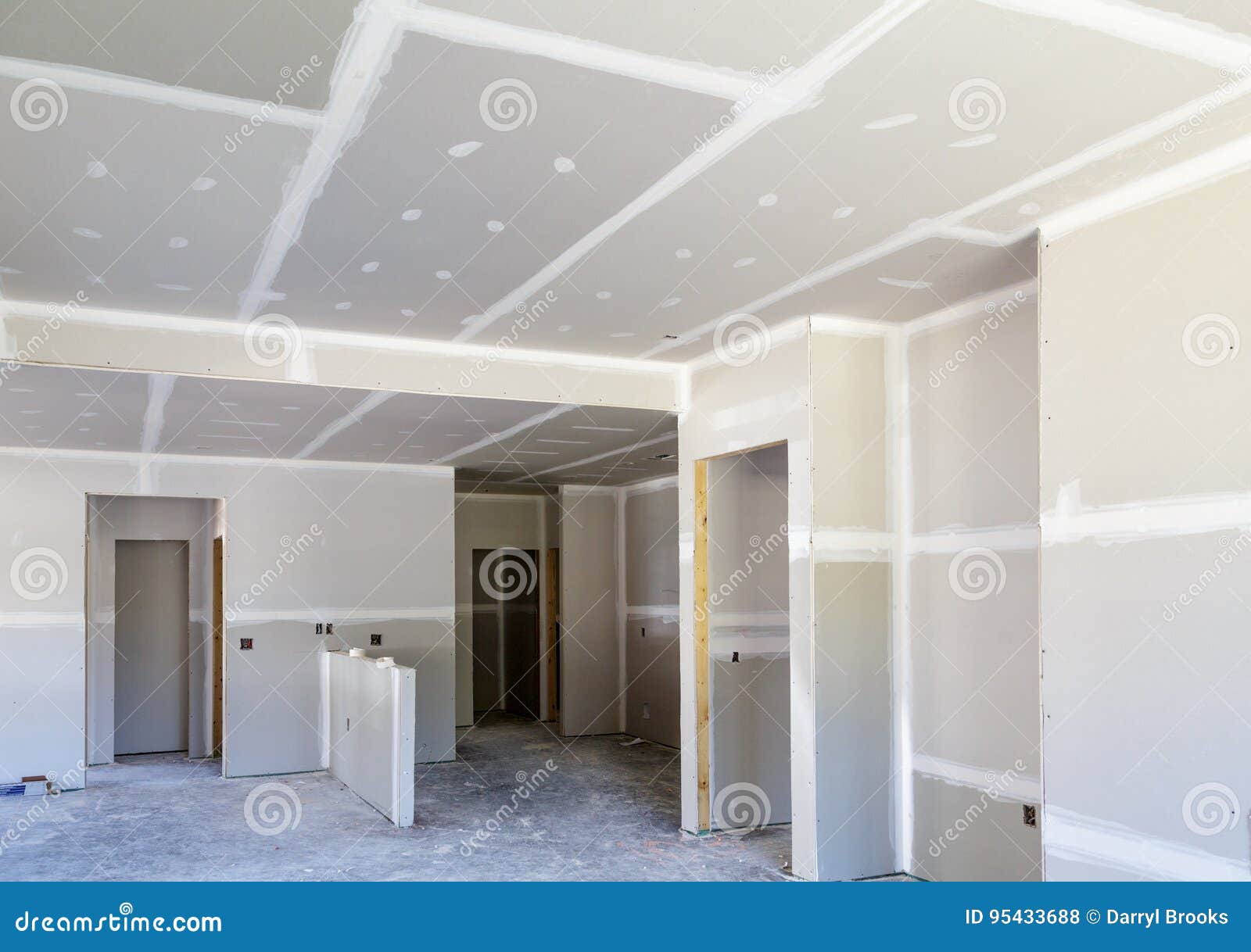 Finished Sheetrock in New Home Stock Photo Image of room, site 95433688