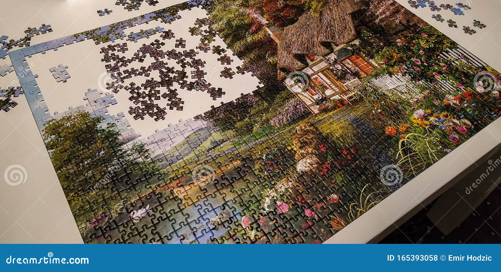 almost finished very complicated and huge puzzle with natural picture