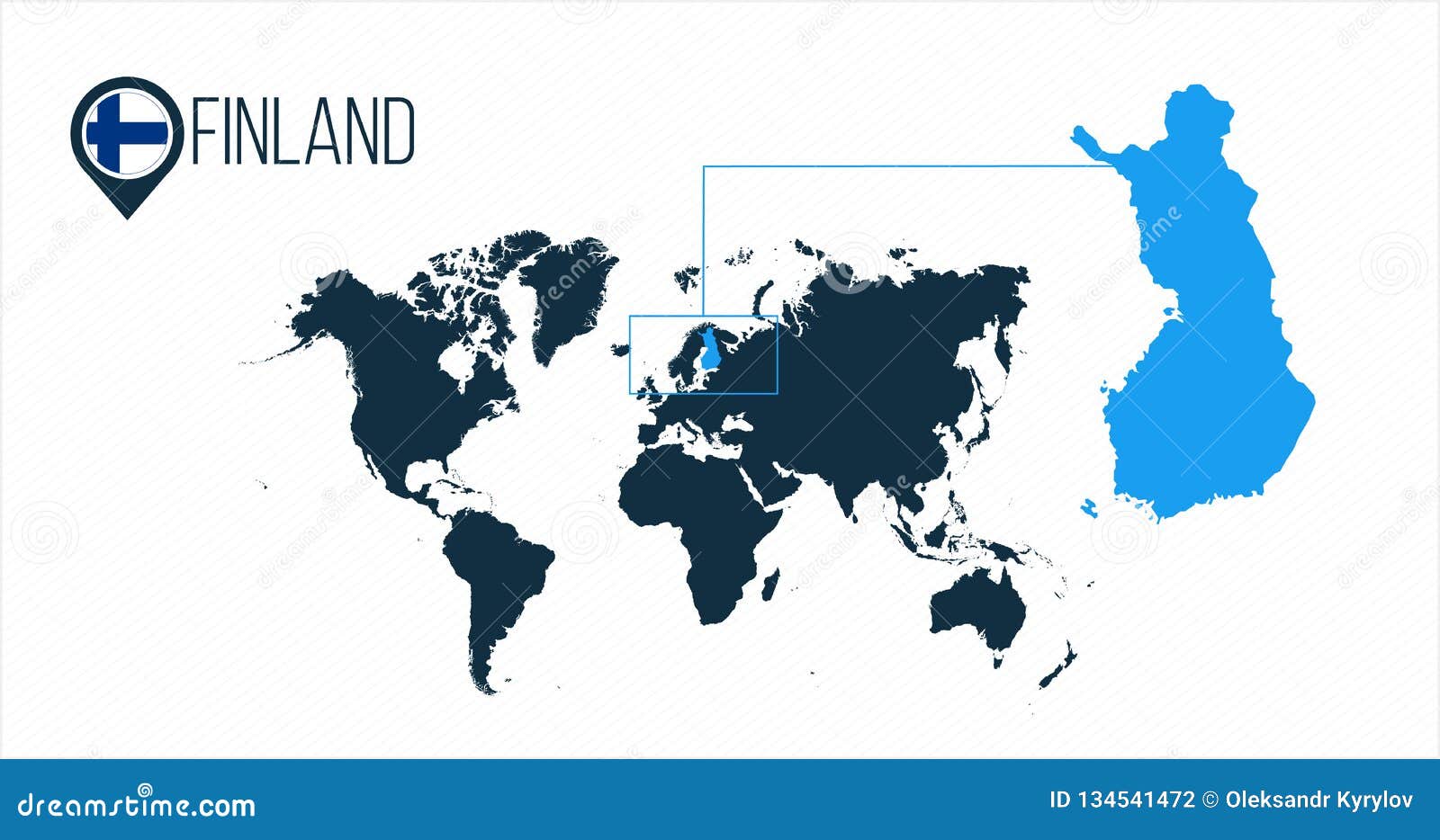 Finland Location On The World Map For Infographics. All World Countries Without Names. Finland 