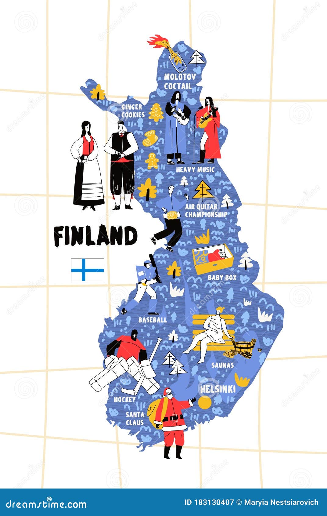 Finland Map Hand Drawn Vector Illustration Flag Stock Vector Illustration Of Camera Model 183130407