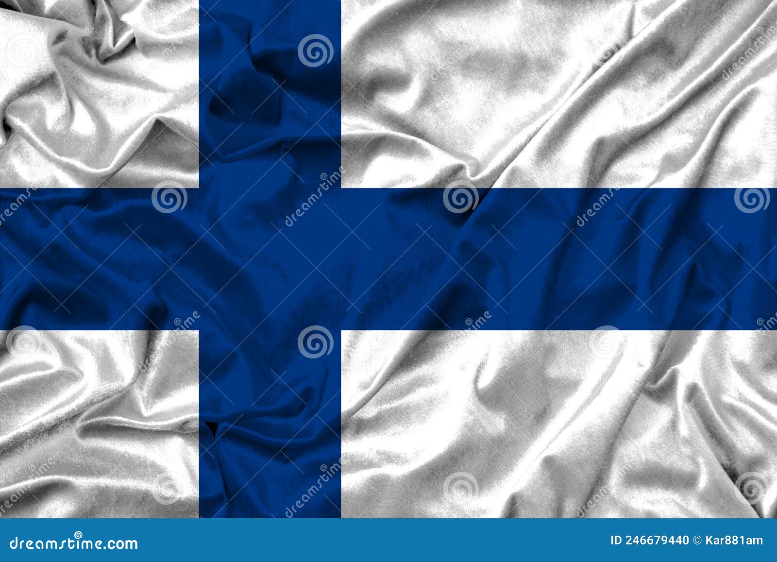 finlandia flag on fabric texture. 3d work and 3d image